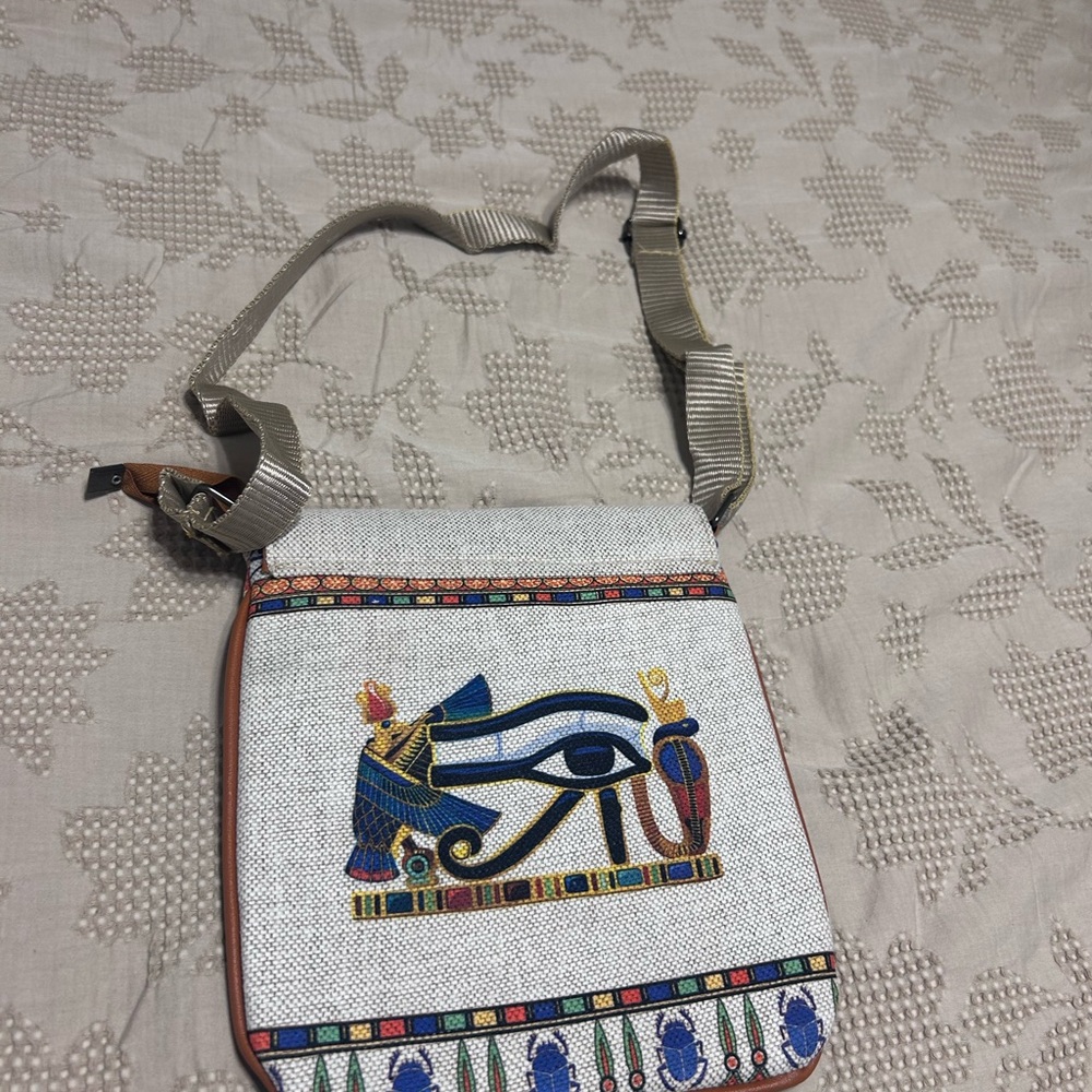 Beige and Multicolor Crossbody Bag